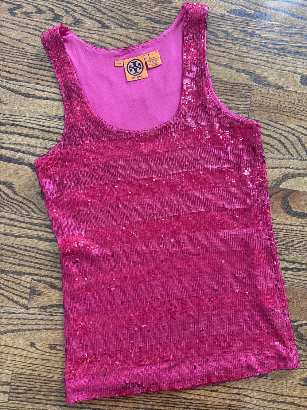 Tory Burch Pink Sequin Tank Blouse Size Small